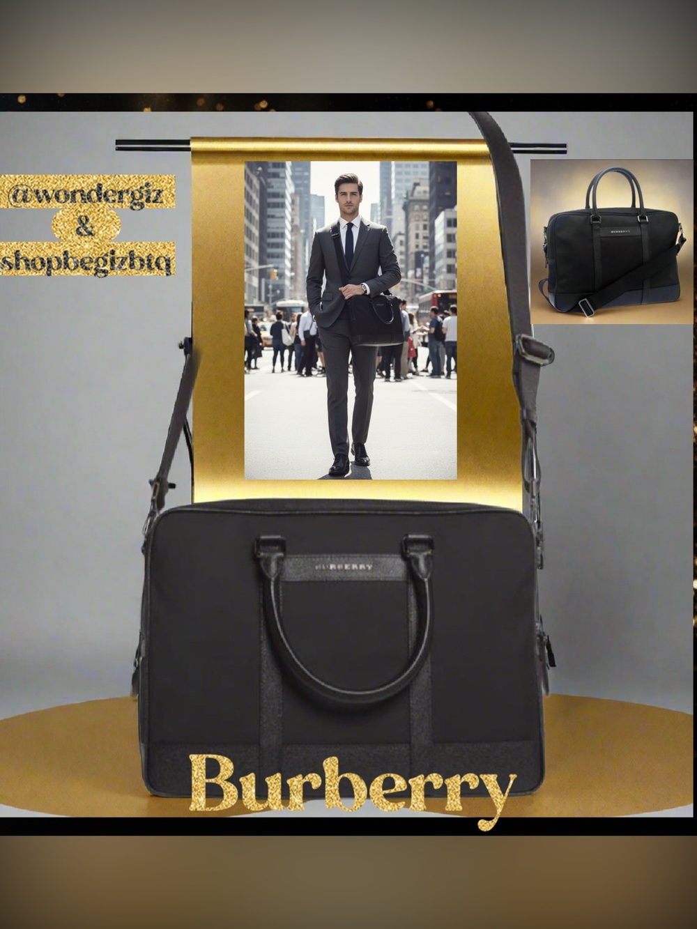 NWT Authentic Burberry London Nylon Newburg Small Briefcase